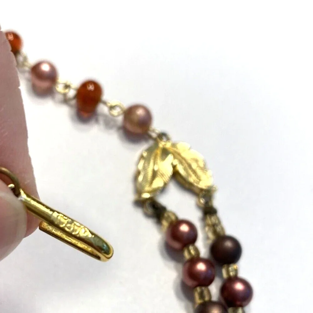 Vintage Mid Century Double Strand Necklace Purple Lavender Abstract Beaded Japan